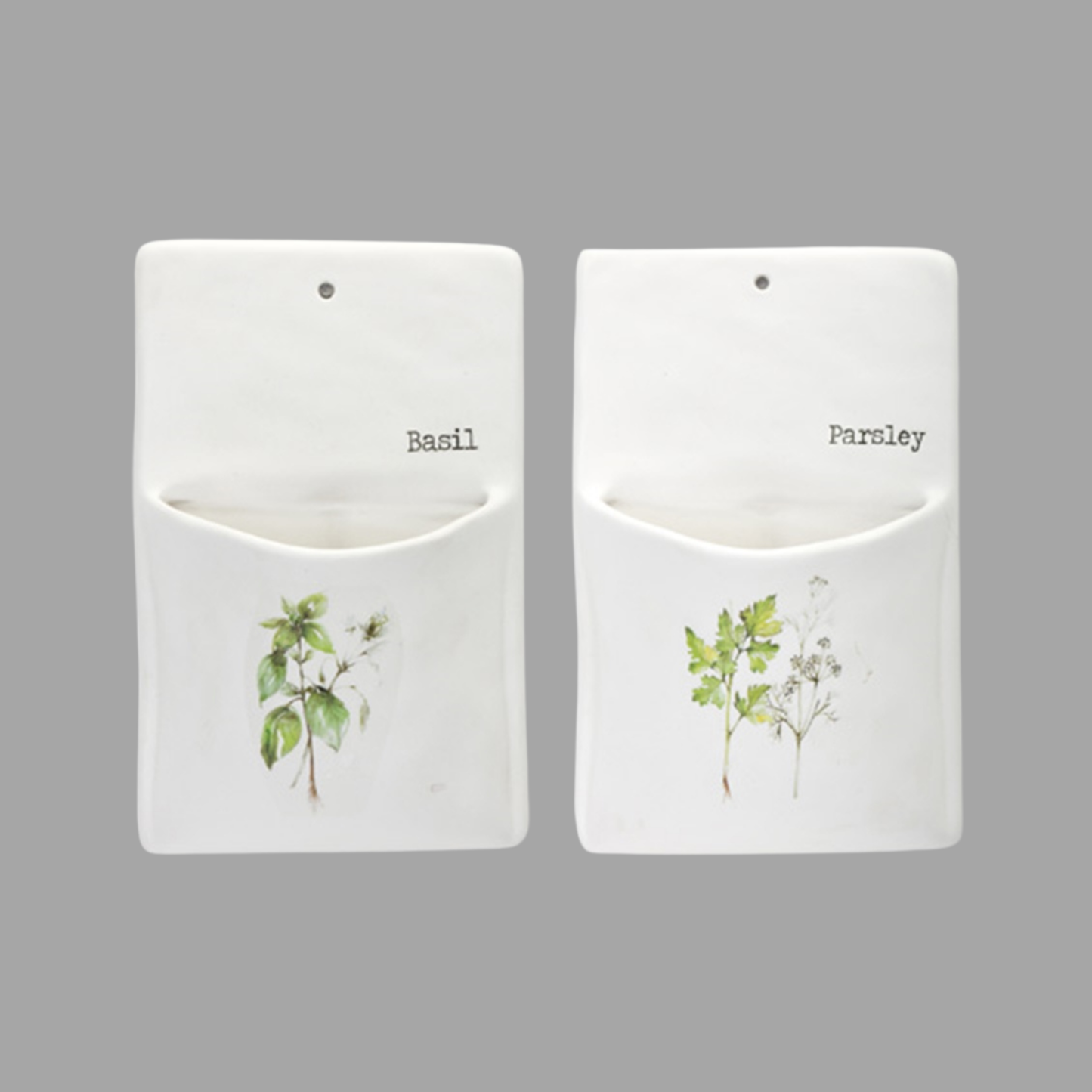 Set of 4 Ceramic Herb Wall Pockets