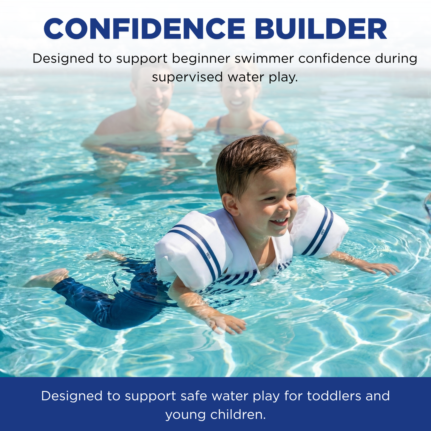 Floating Jackets with Sleeves for Bool or Beach | 1-3 Years | White & Blue