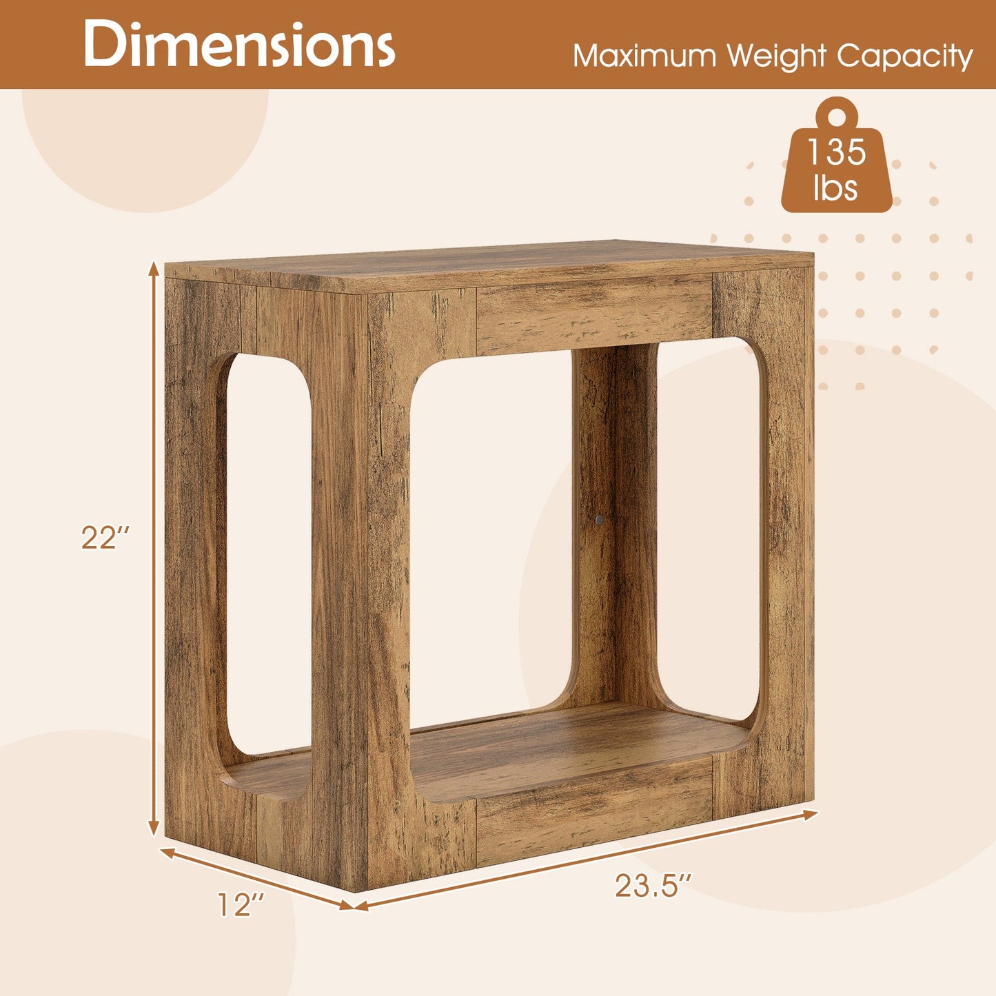 2-Tier End Table with Storage Shelf for Living Room-Oak
