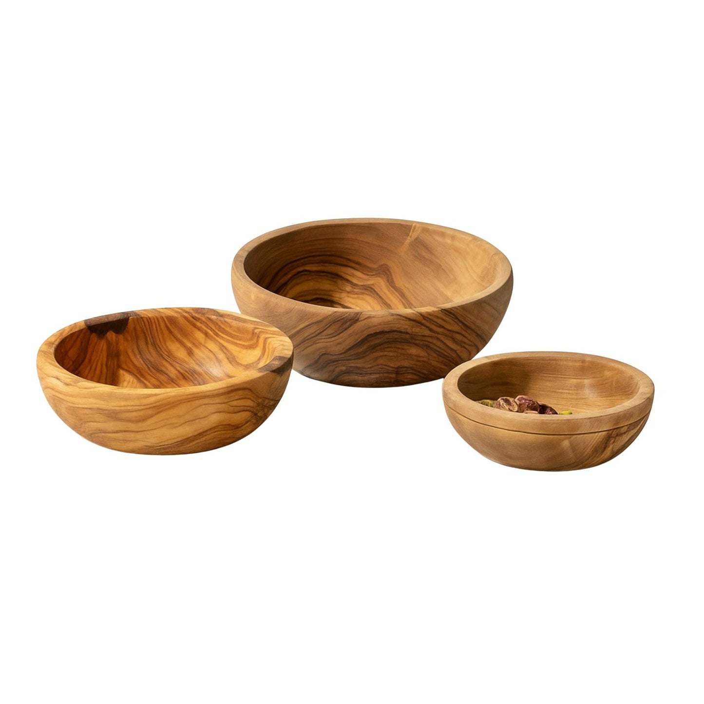 Natural Olive Wood Nesting Bowls - Set of 3