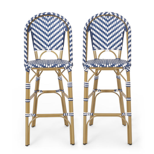 The Harbor House Café Rattan Outdoor Bar Stool Set of 2