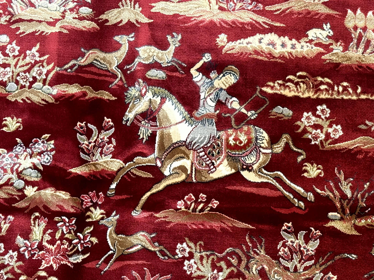 The Sporting Estate Red & Ivory Hunting Scene Rug — 5' × 7'6"