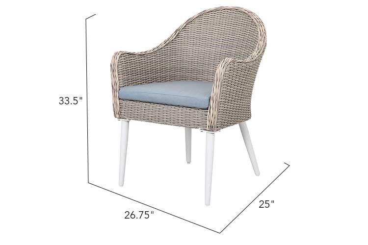 The Allux Wicker Rattan Outdoor Luxury Dining Chairs with Upholstered Cushions - Set of 2