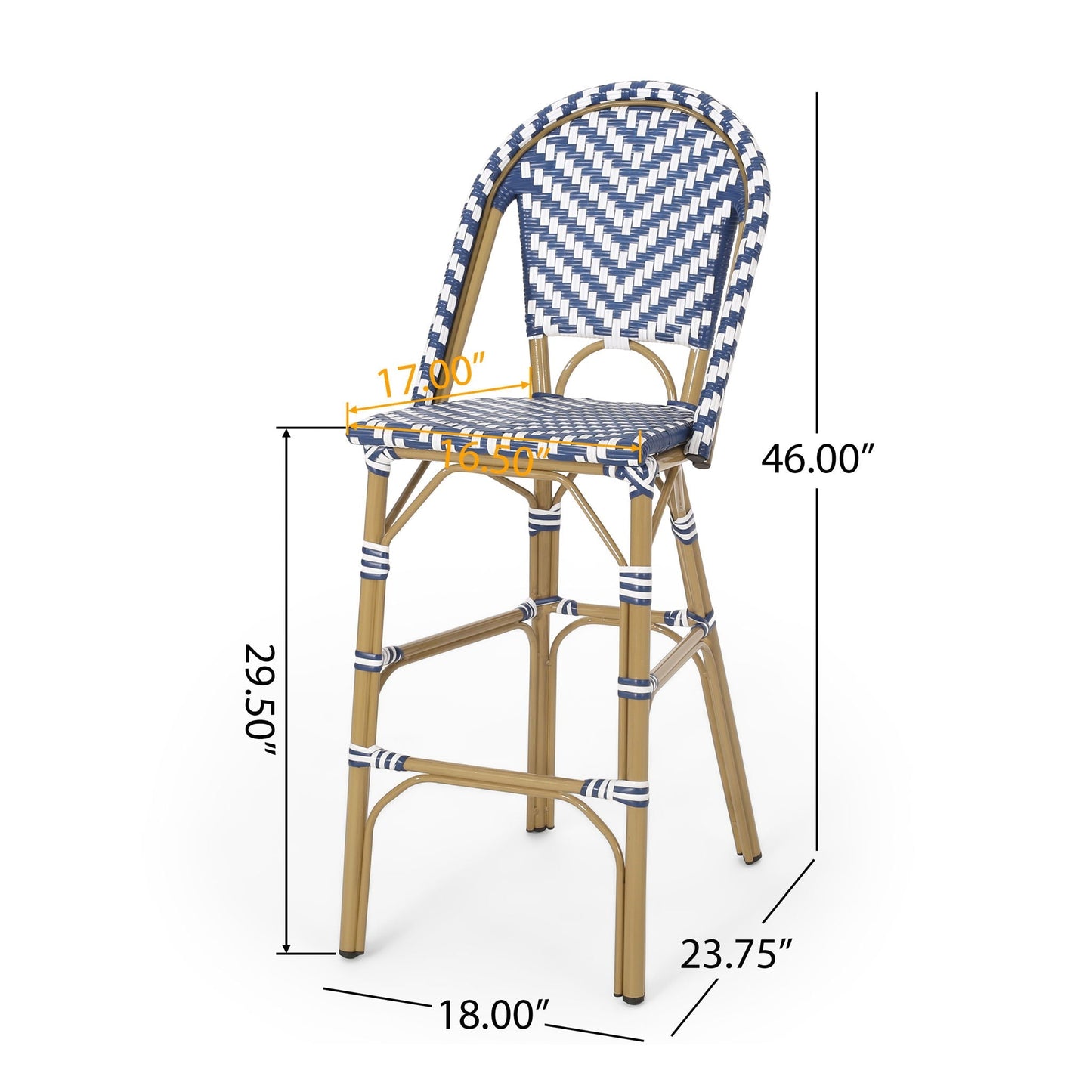 The Harbor House Café Rattan Outdoor Bar Stool Set of 2