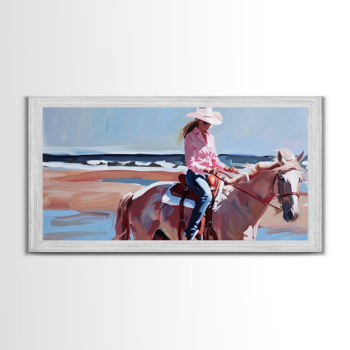Cowboy Riding Bucking Horse, High Energy Framed Canvas Print, Perfect for Western Living Room Art, Bedroom Decor, Rustic Home Wall Art