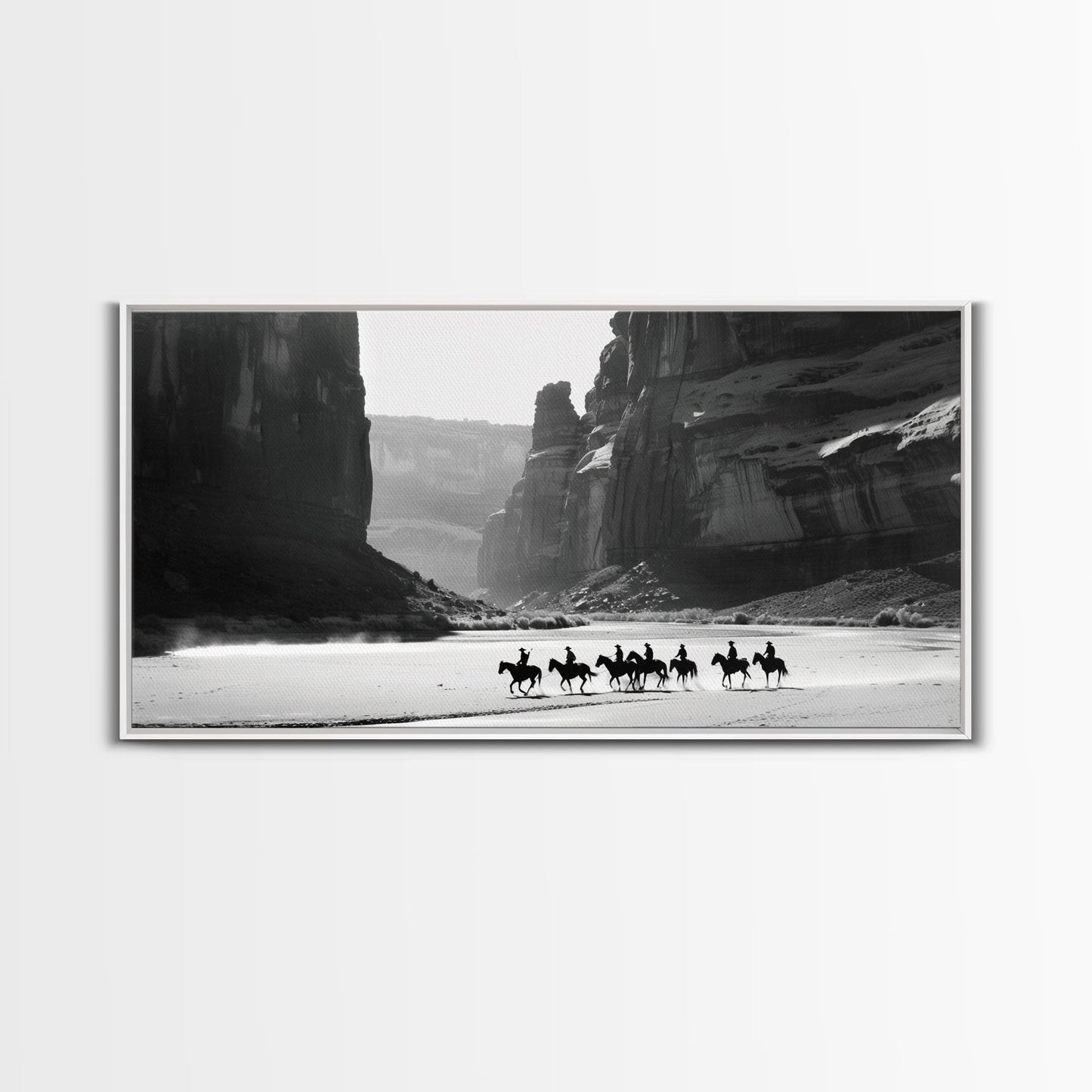 Horse Riders in Monument Valley, Stunning Framed Canvas Print for Living Room Wall Art, Bedroom Decor, Home Decor