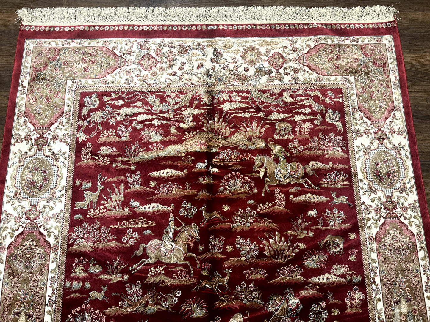 The Sporting Estate Red & Ivory Hunting Scene Rug — 5' × 7'6"