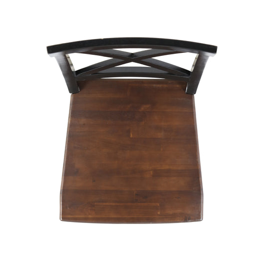 Roshan Farmhouse Acacia Wood Dining Chairs, Black / Walnut (Set of 2)