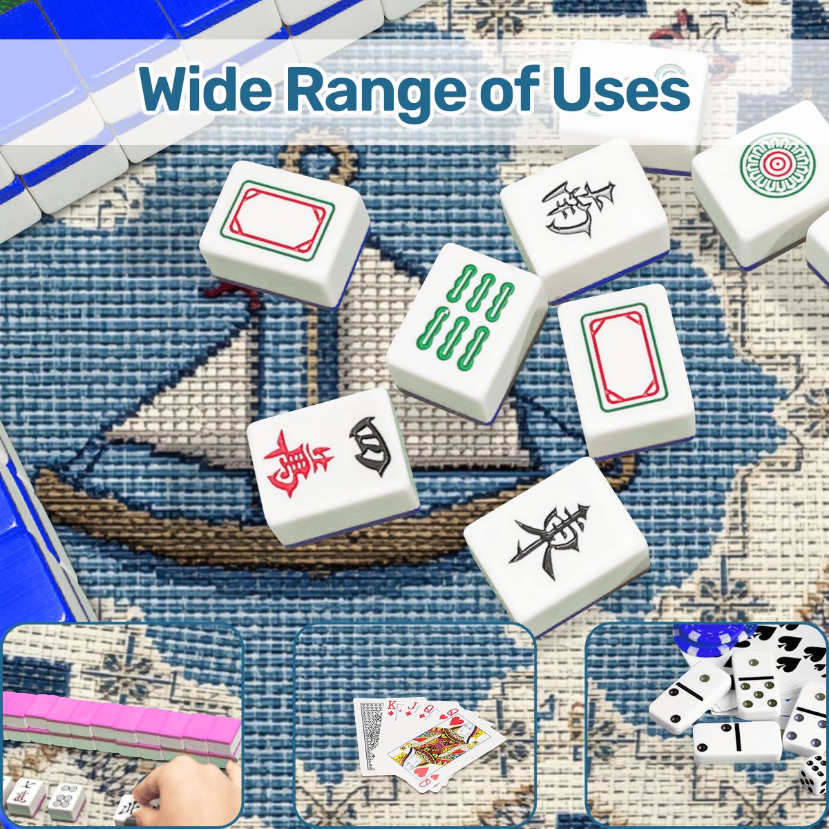 The Sea Is Calling And I Must Go Nautical Faux Needlepoint Mahjong Mat