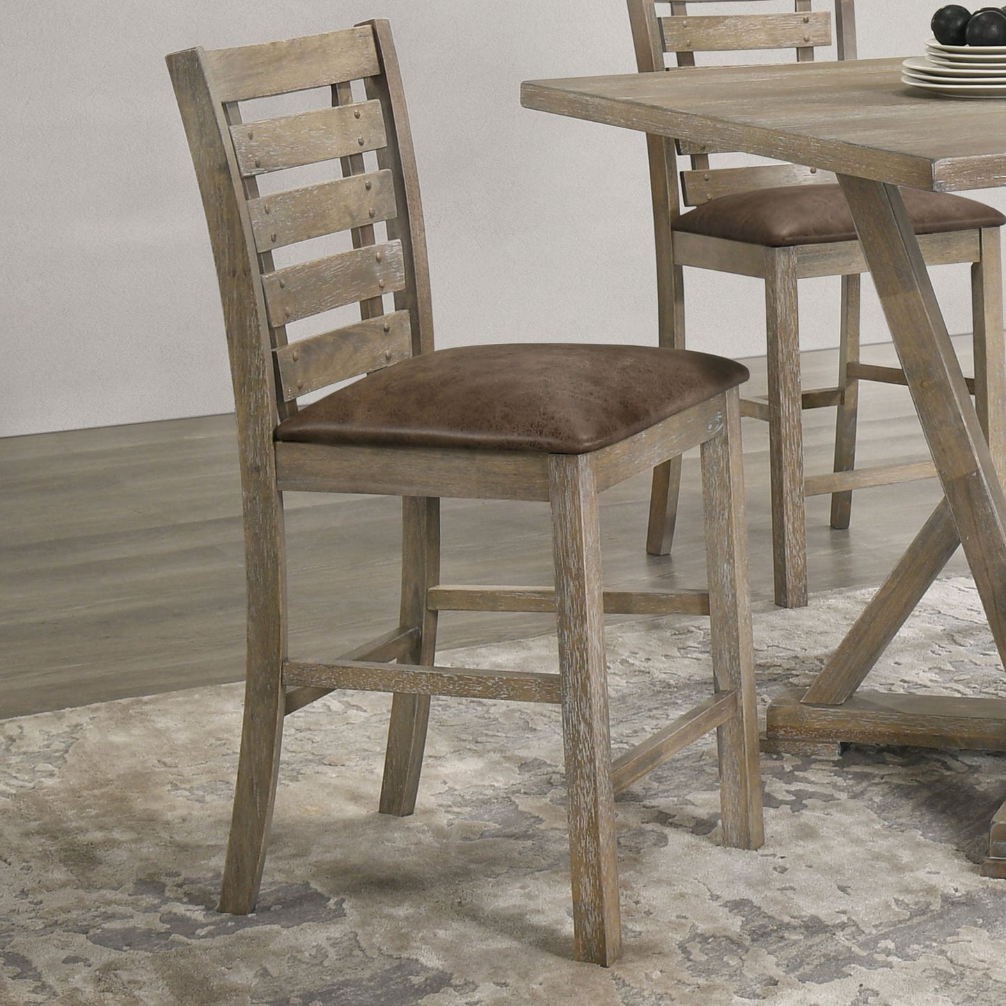 French Country Ladderback Farmhouse Counter Stools – Set of 2