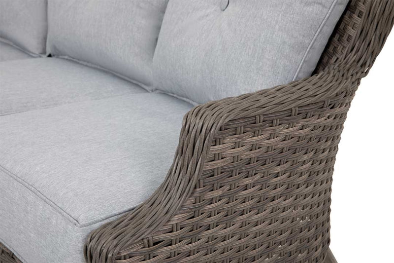 The Tenaya 3-Piece Wicker Rattan Luxury Outdoor Sofa Set with Stationary Chairs