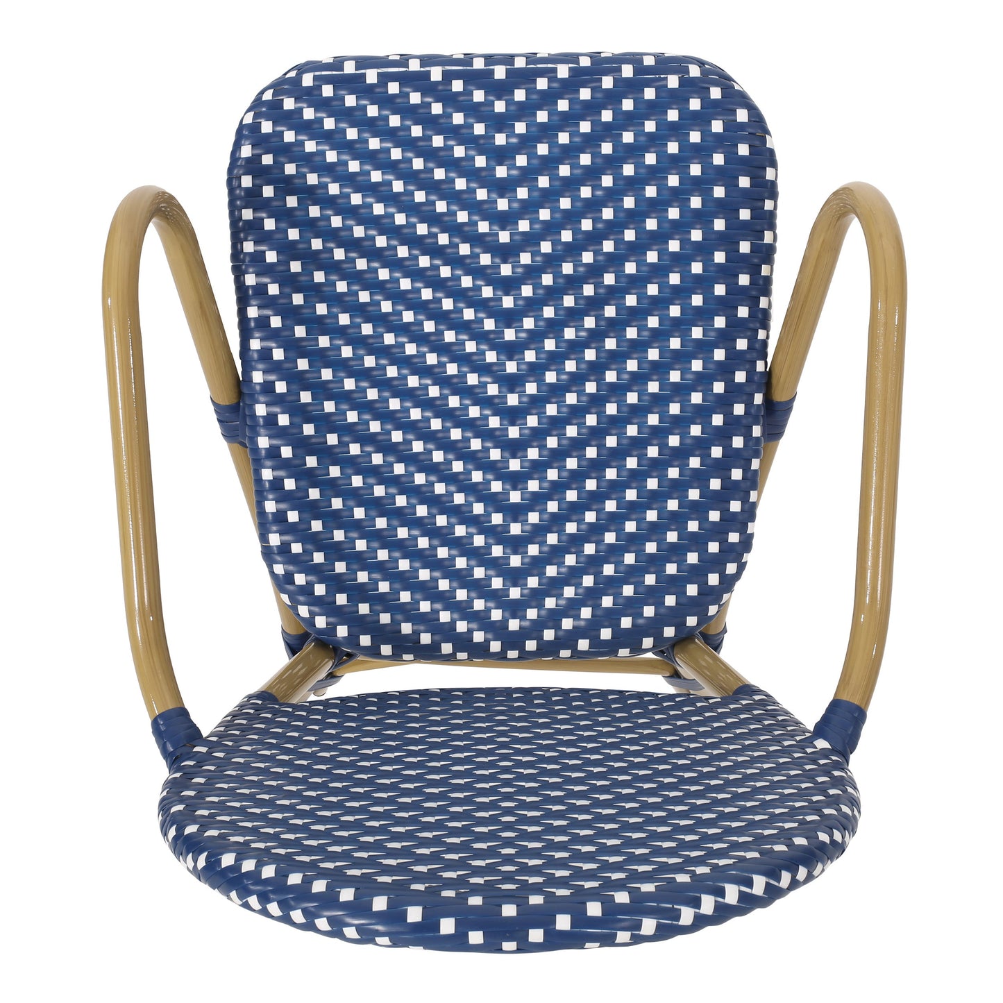 Outdoor PE Rattan and Aluminum 3 Piece French Bistro Set, Dark Teal & White,
