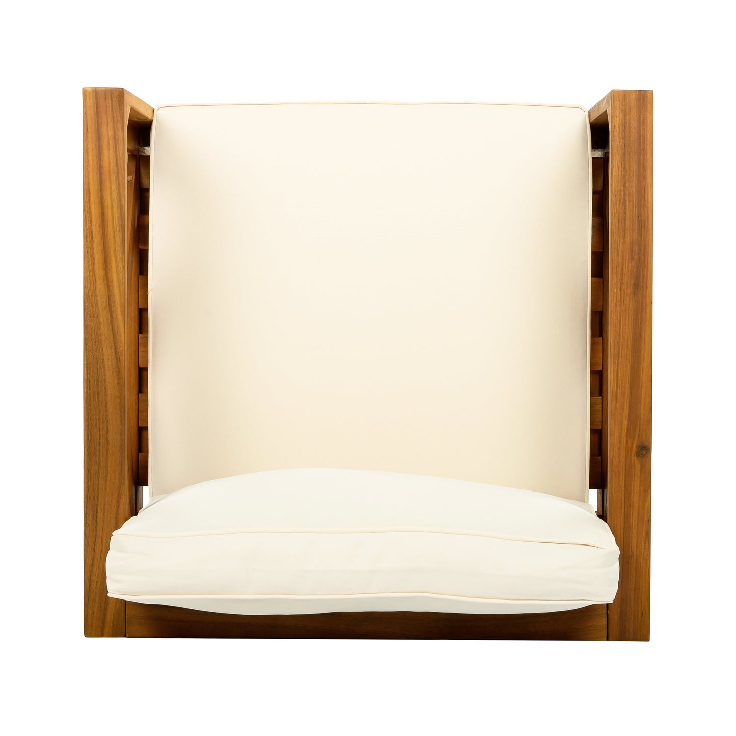 Patio Conversation Set Modern Acacia Wood Teak Finish 2 Armchairs and Table