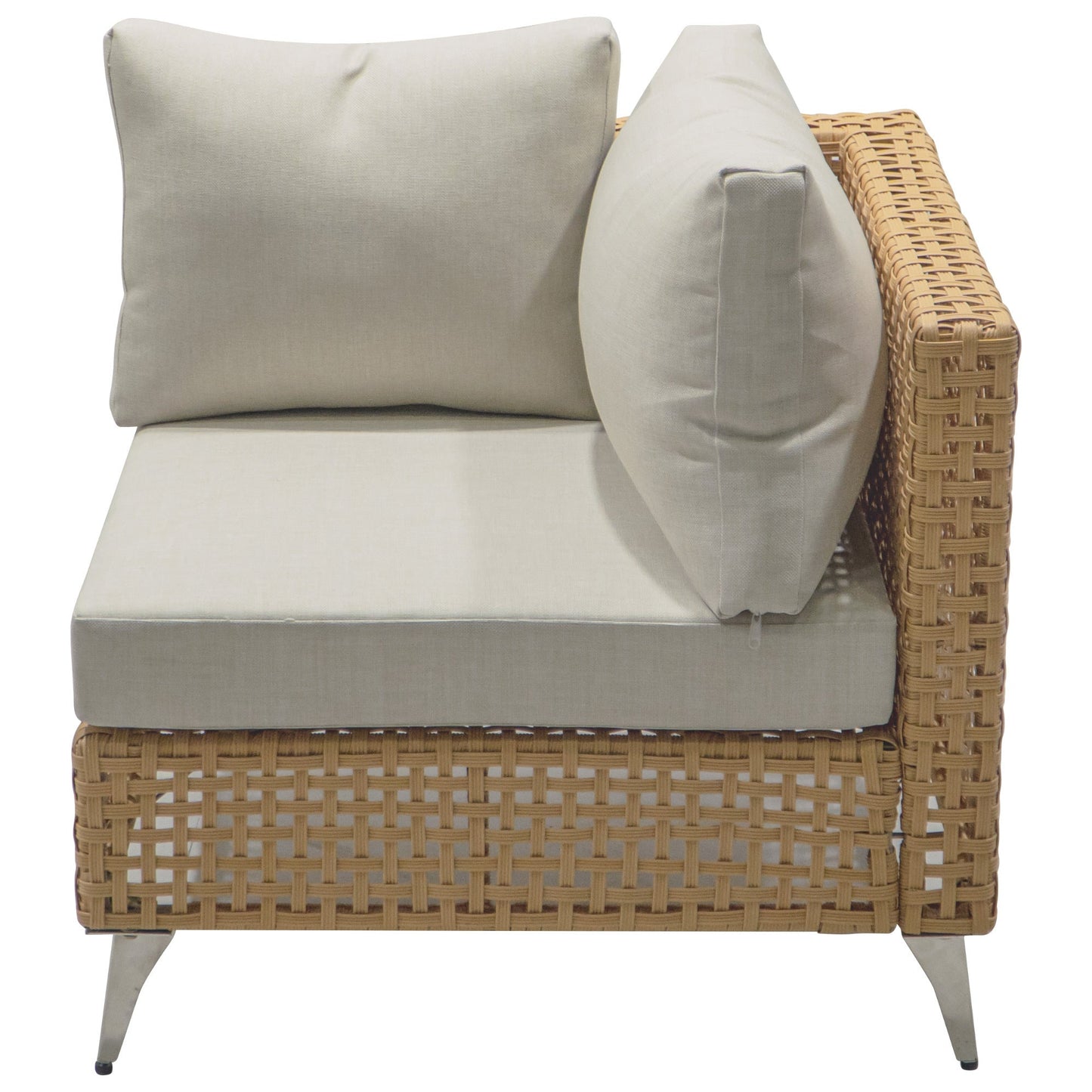 Patio Set Wicker Sectional with Water Resistant Beige Cushions and Coffee Table