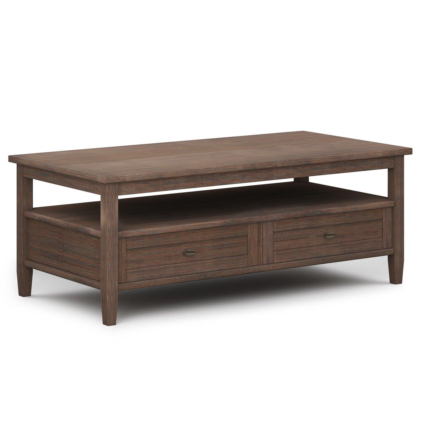Ashcombe Shaker Coffee Table with Dual Drawers & Open Storage Shelf