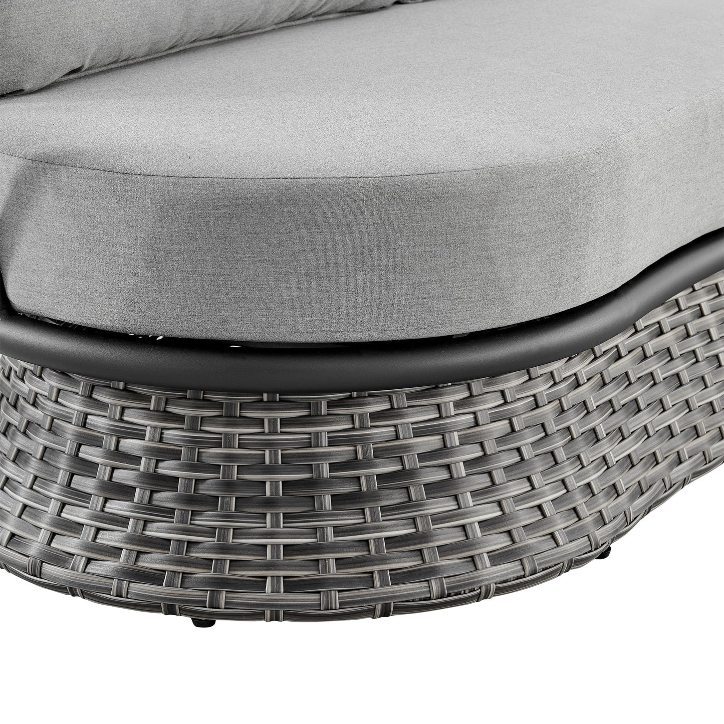 Outdoor Sofa with Wicker and Aluminum Frame with Black and Gray Cushions