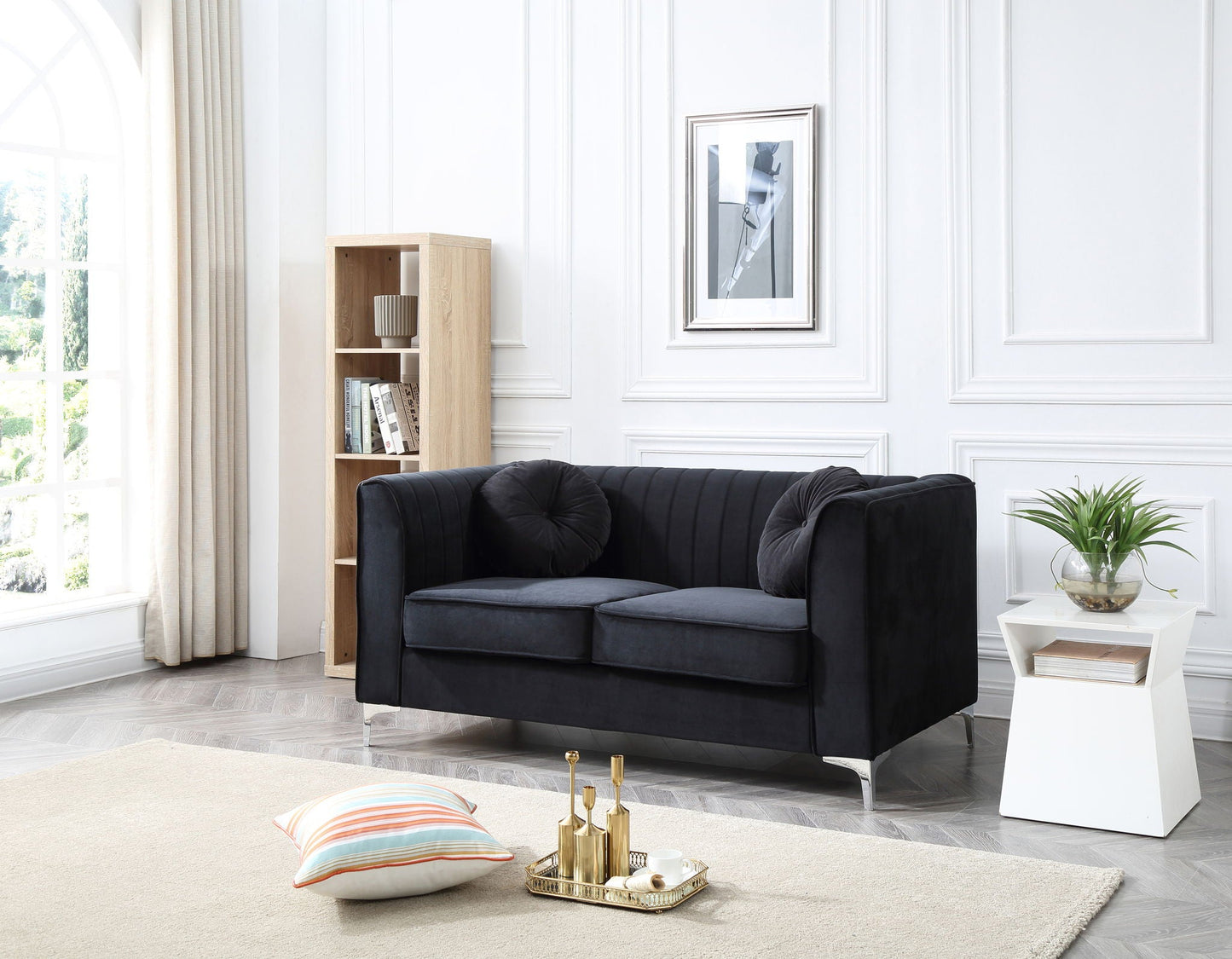 Glam Styled Micro Suede Loveseat