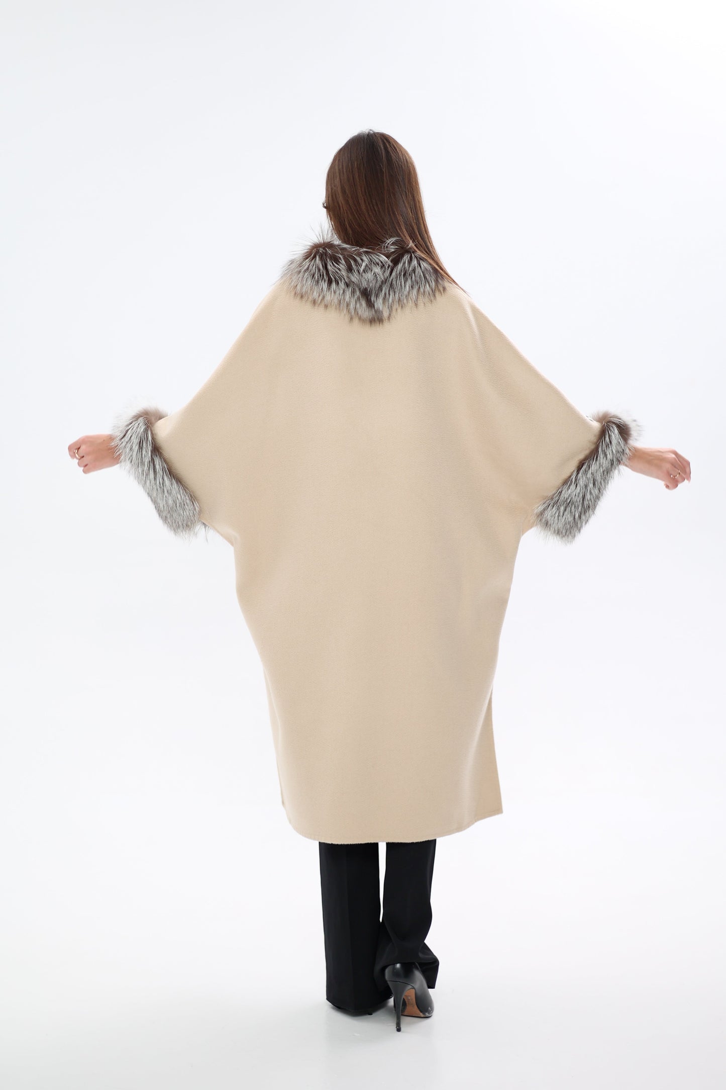 Saga®Furs Silver Fox Wool Alpaca Coat