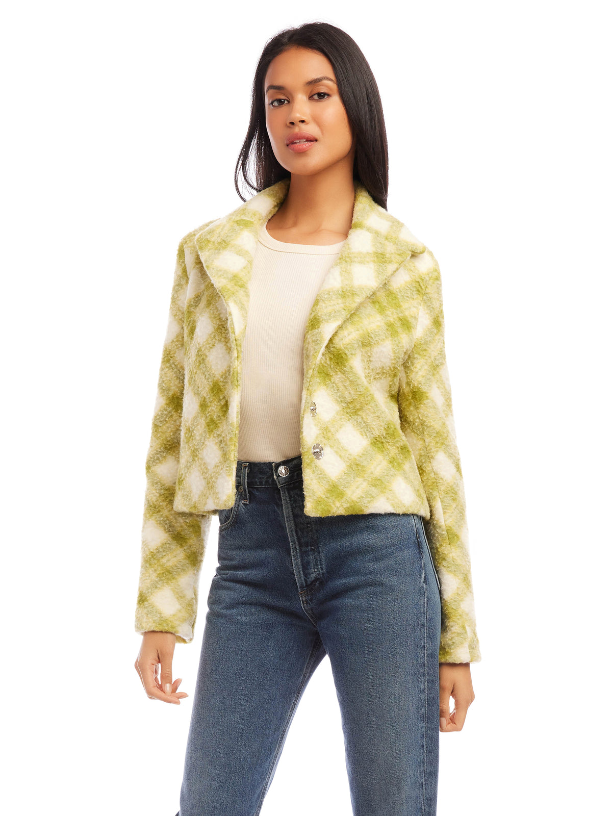 Cropped Plaid Jacket