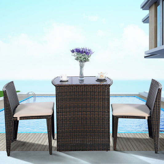 Harbor Breeze Wicker Bistro Set – 3-Piece Outdoor Conversation Collection