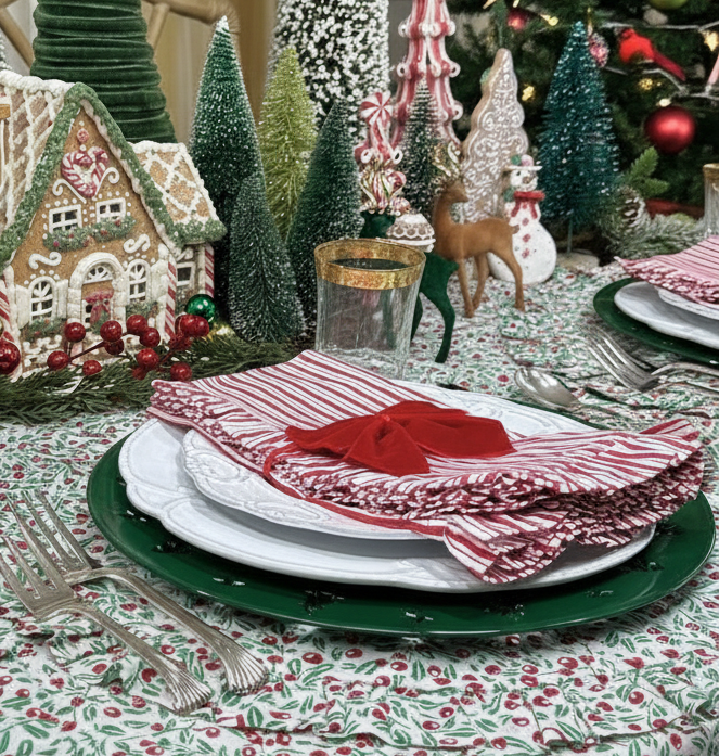 The Mistletoe & Bows Quilted Ruffle Charger - Set of 4