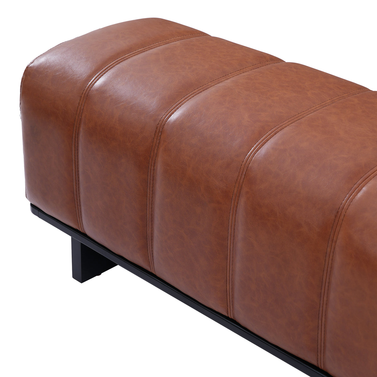 The Langford Upholstered Dining Bench — Saddle Brown