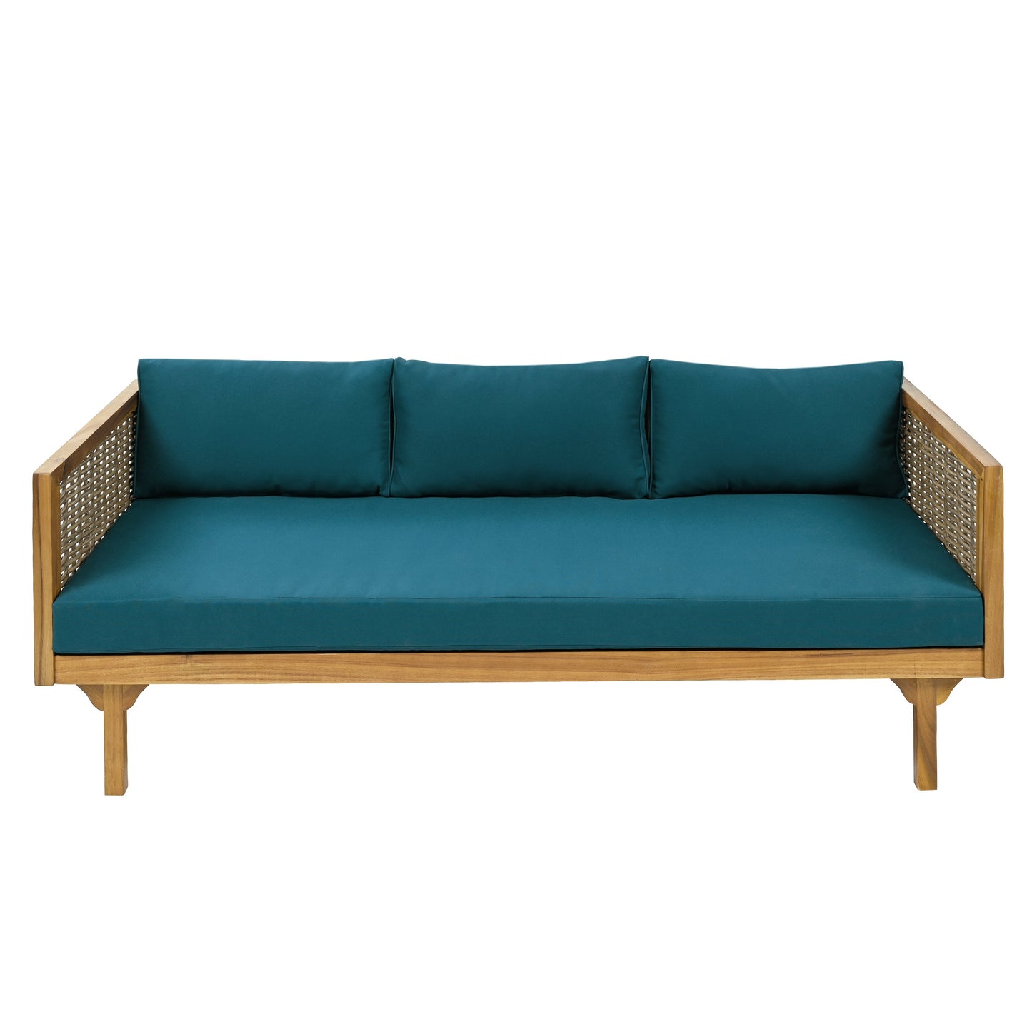 Patio Set Sectional Wicker Dark Teal Cushions Weather Resistant