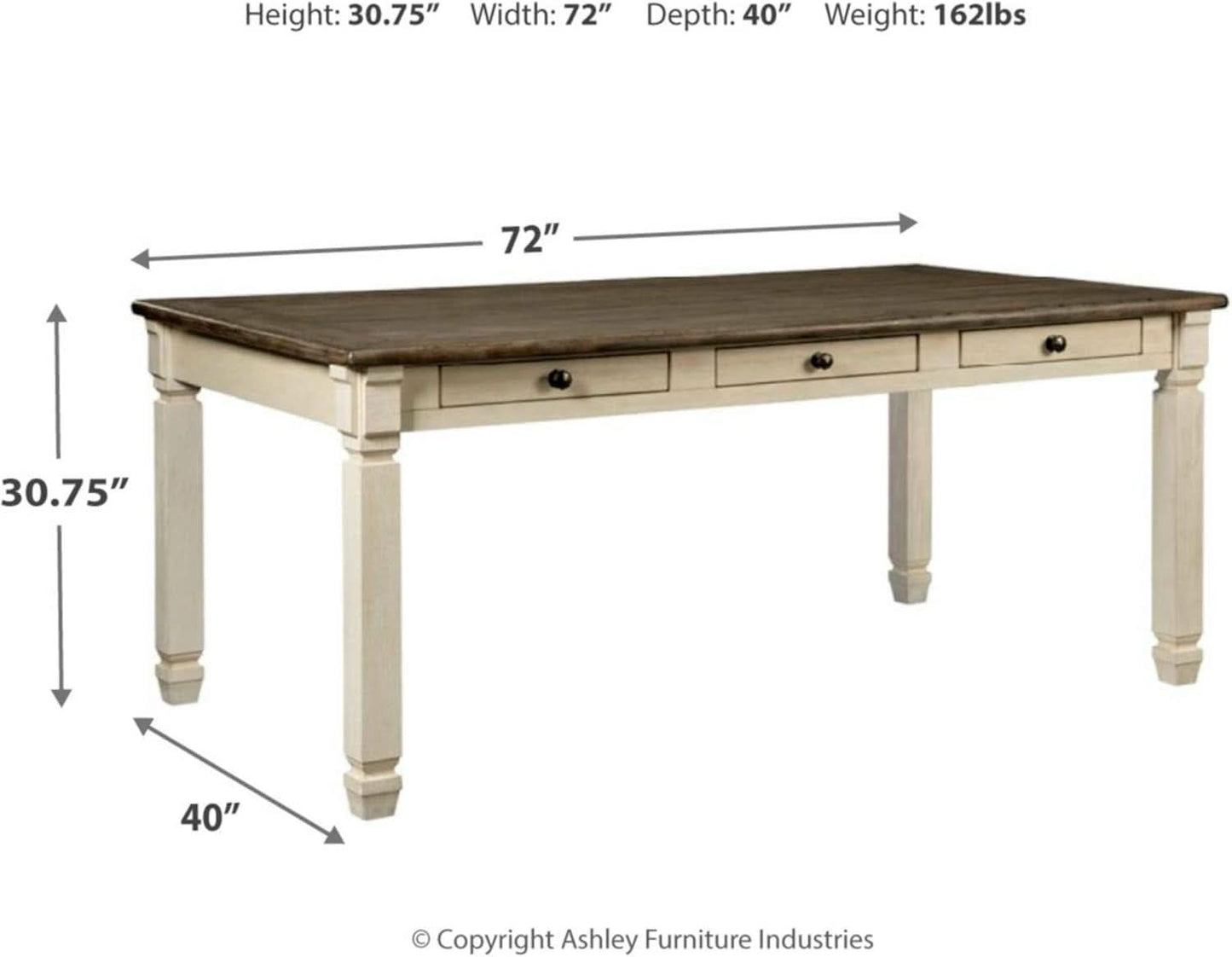 Bolanburg Farmhouse Dining Table Drawers Whitewash Wood Seats 6