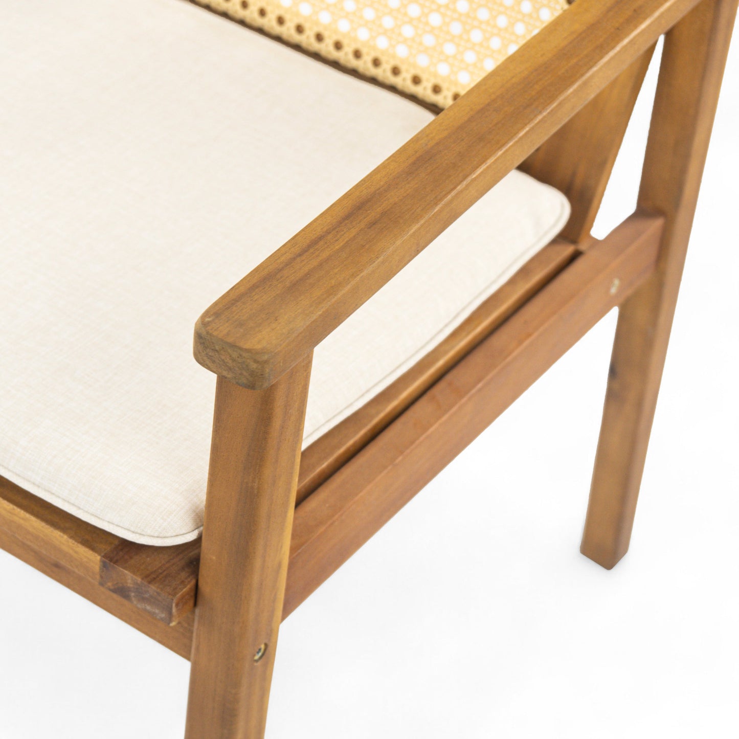 The Preston Acacia Wood and Rattan Outdoor Luxury Dining Chair with Cushion - Set of 2