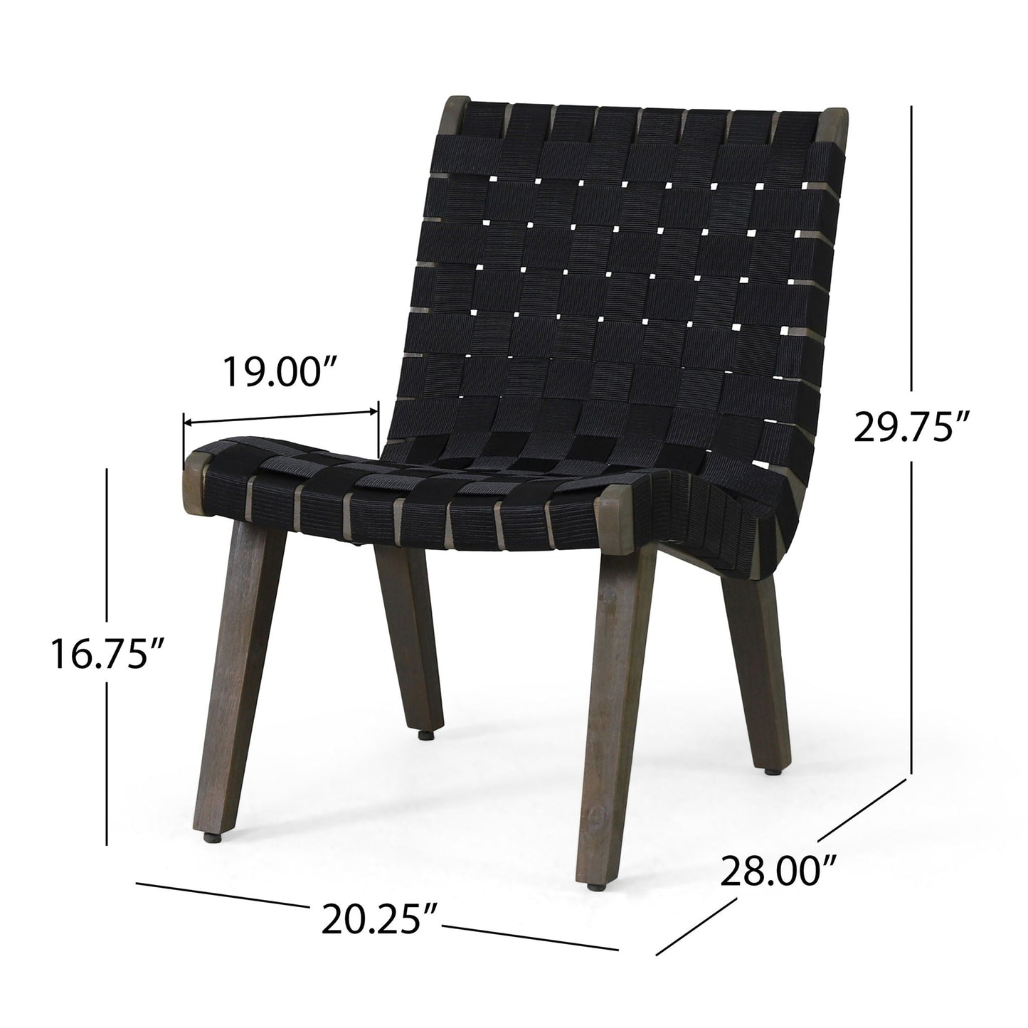 Lounge Chair With Stunning Rope Weave Design, (Set of 2) - Black