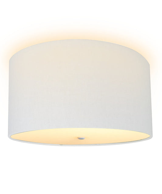 16"W Moderne Flush Mount Conversion Kit  White Linen Drum Lampshade