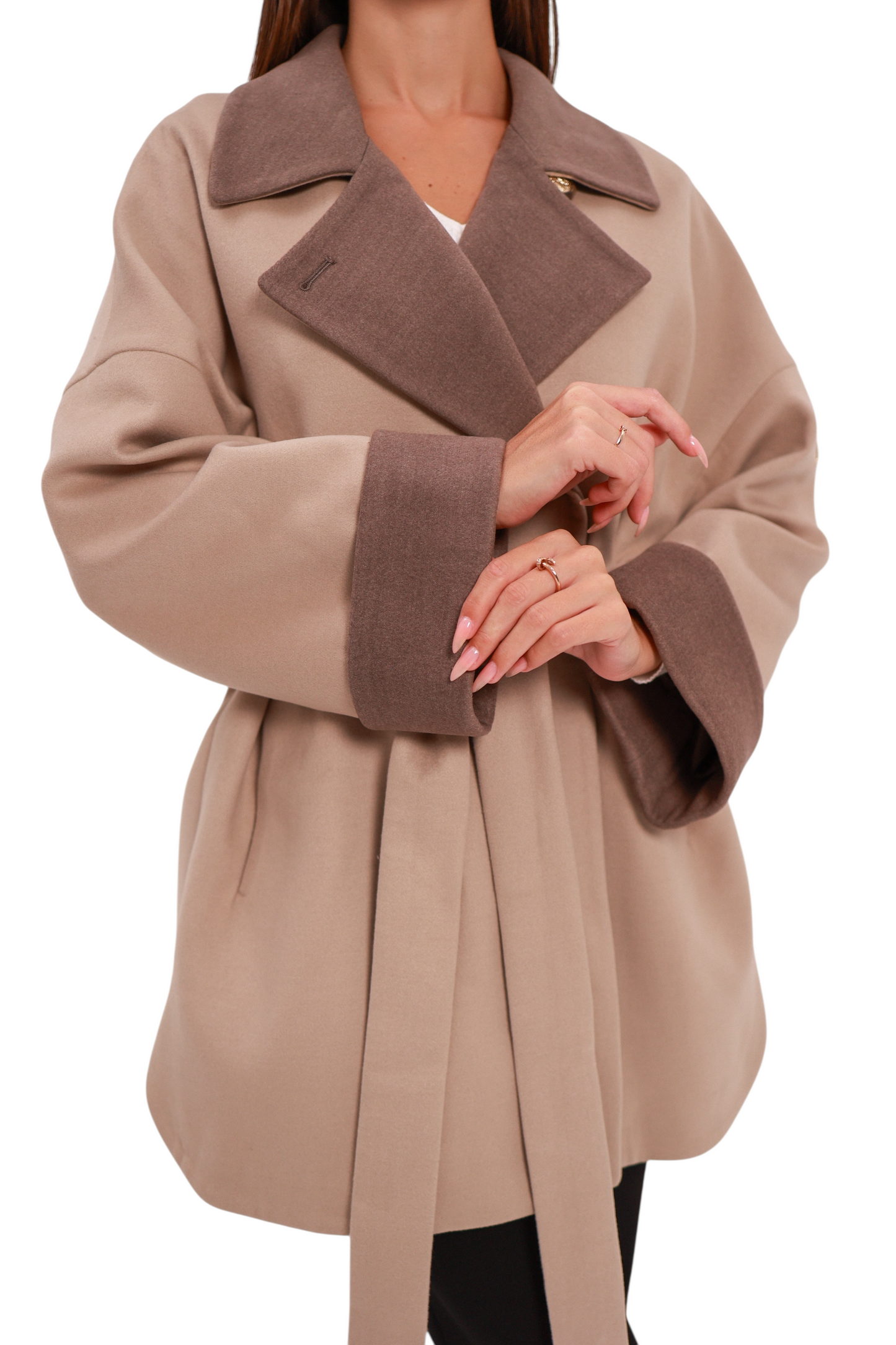 Sandro Cashmere Blend Overcoat in Beige