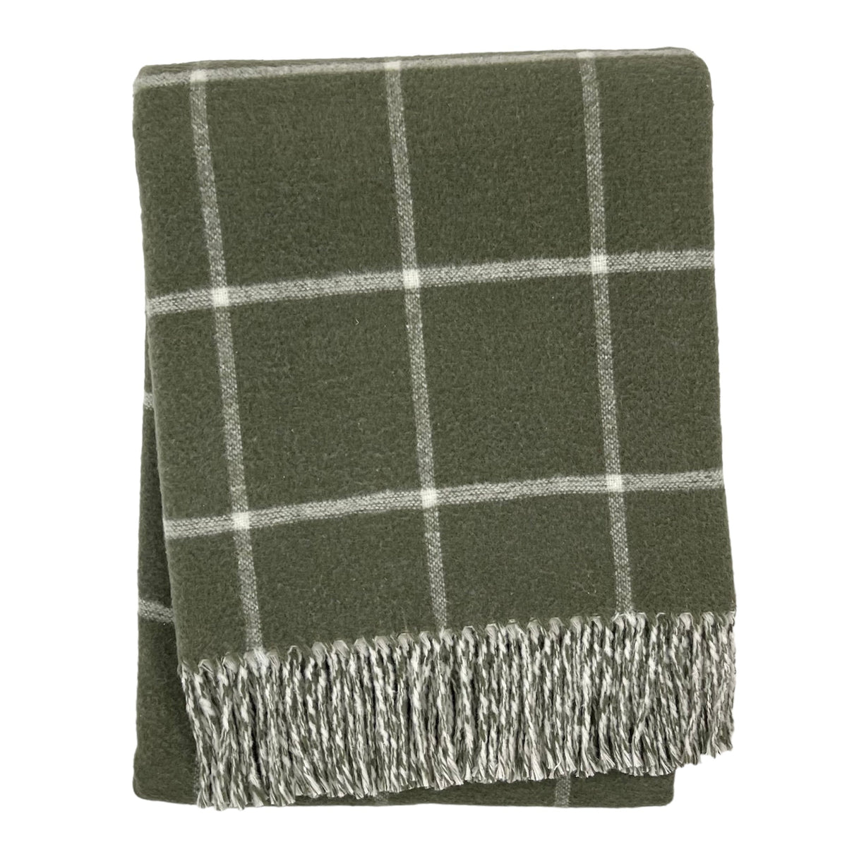 Double Face Cotton Window Pane Throw with Fringes