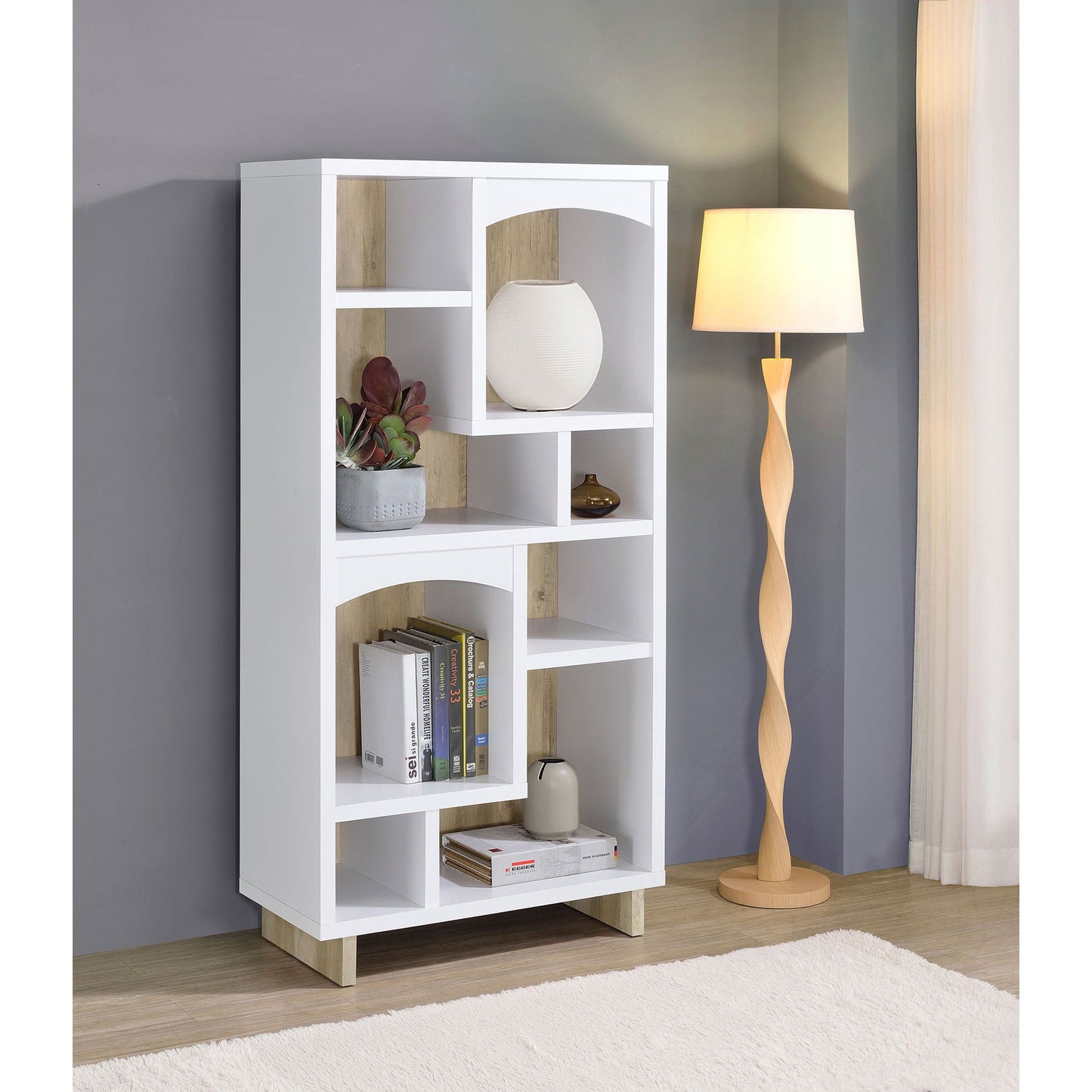 Geilys - 8 Shelf Bookcase With Arch Details - White