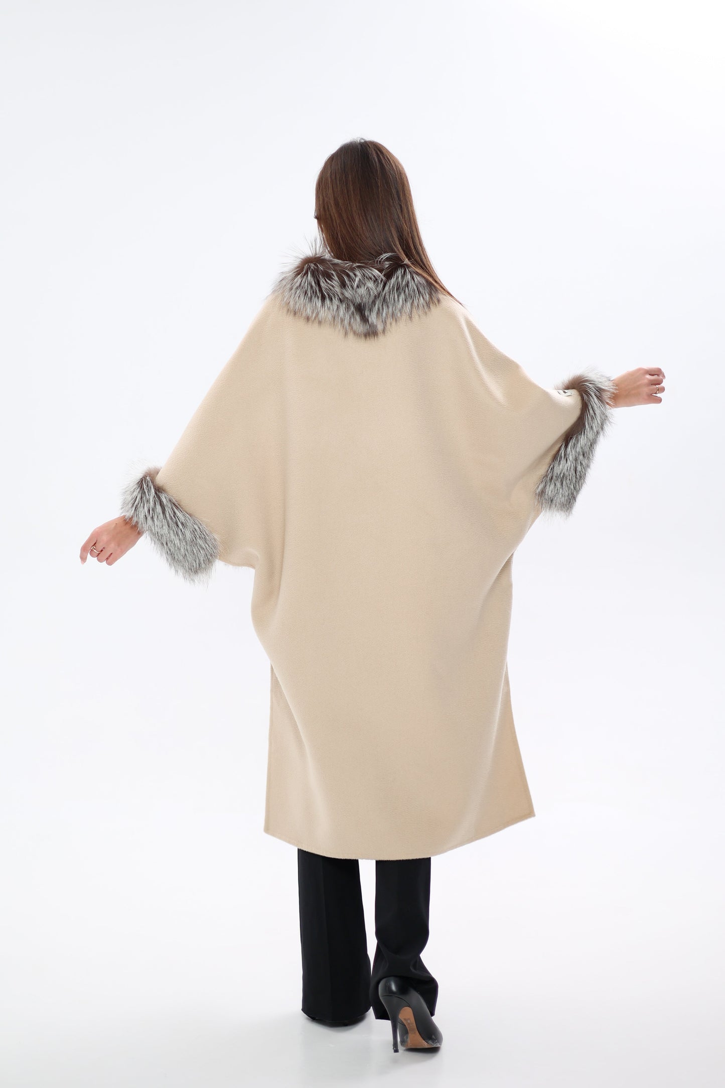 Saga®Furs Silver Fox Wool Alpaca Coat