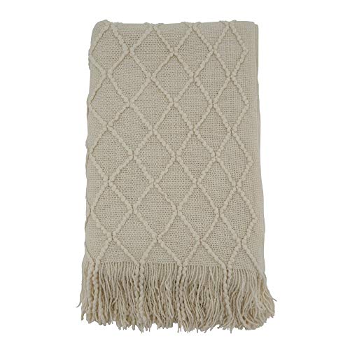 Diamond Pleat Textured Throw Blanket – Ivory