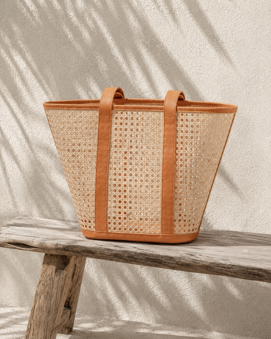 Raja Leather and Cane Carryall Bag