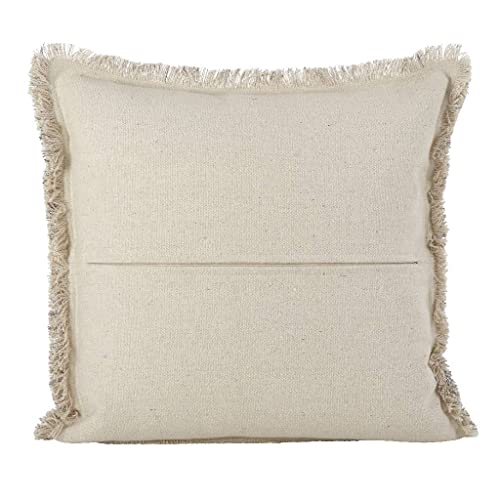 The Haven Diamond Fringe Cotton Pillow — Natural