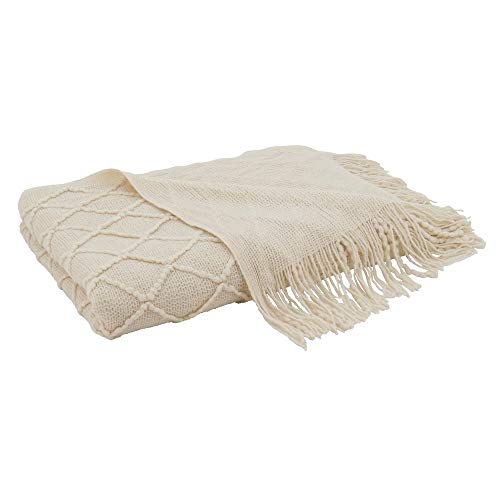Diamond Pleat Textured Throw Blanket – Ivory