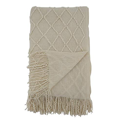 Diamond Pleat Textured Throw Blanket – Ivory