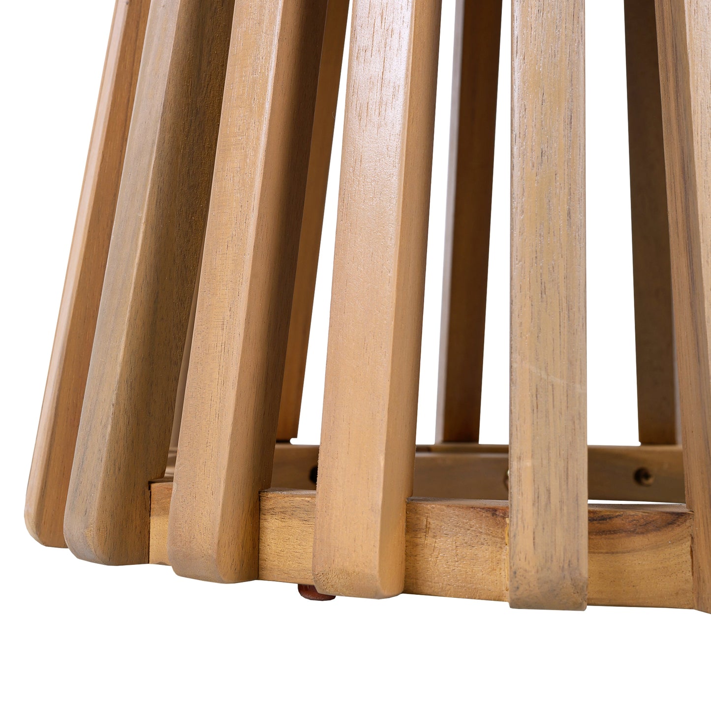 Patio Side Table Round Acacia Wood Light Teak Finish