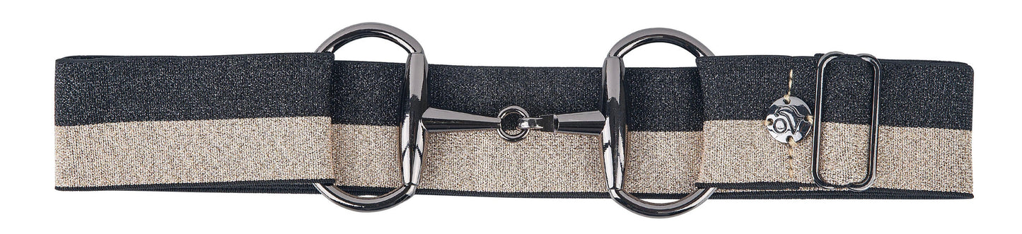 Bit Buckle Glitter Belt - Black Gold