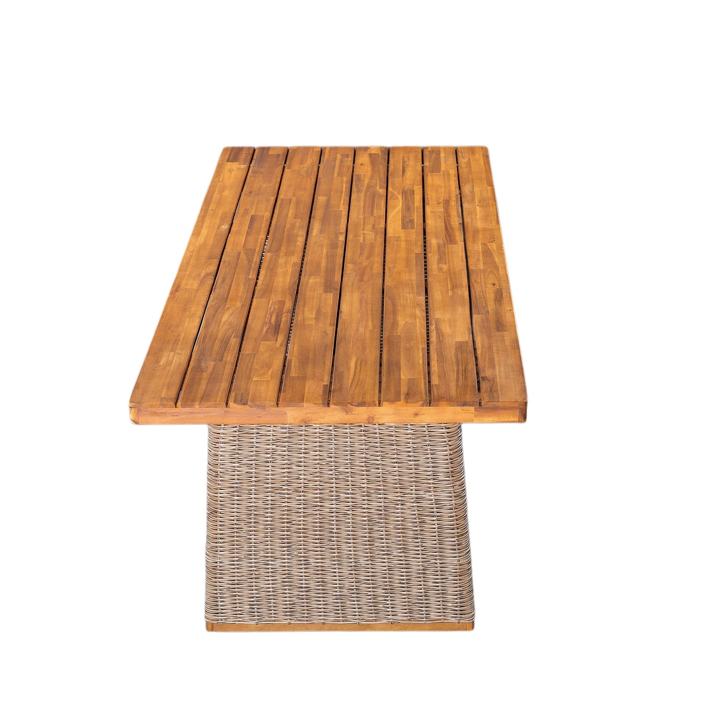 Outdoor Set 3-piece Acacia Wood Dining with Handwoven Rattan Legs Brown