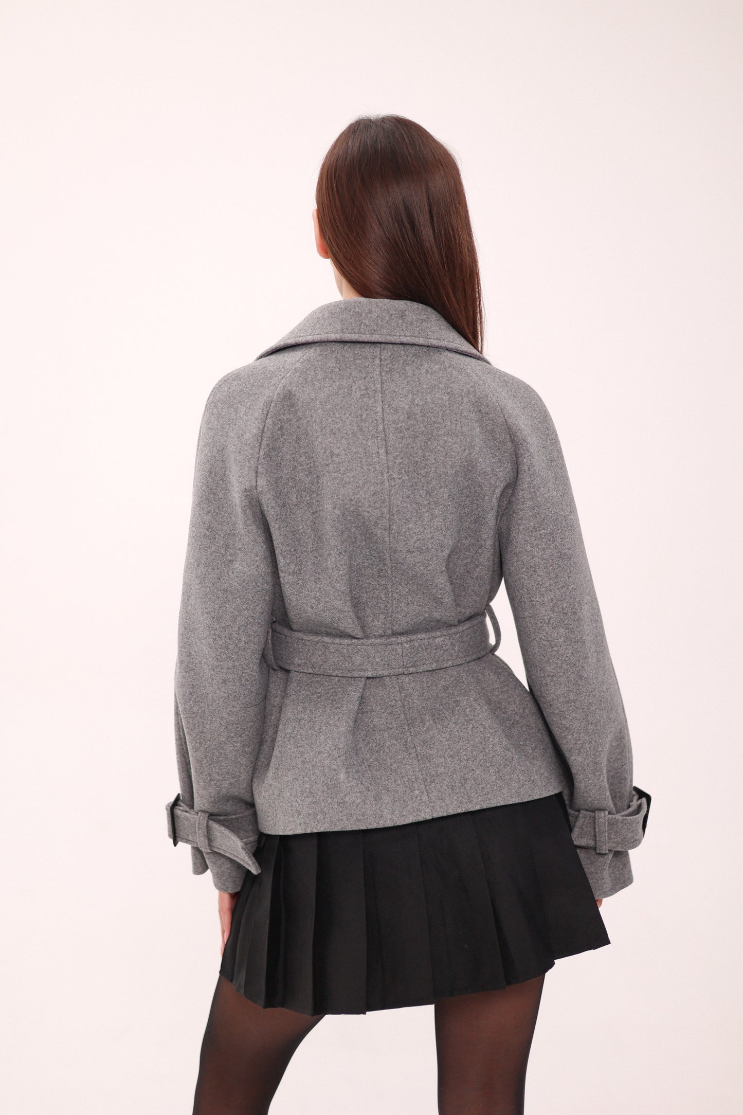 Megan Tailored Wool Blend Coat in Grey