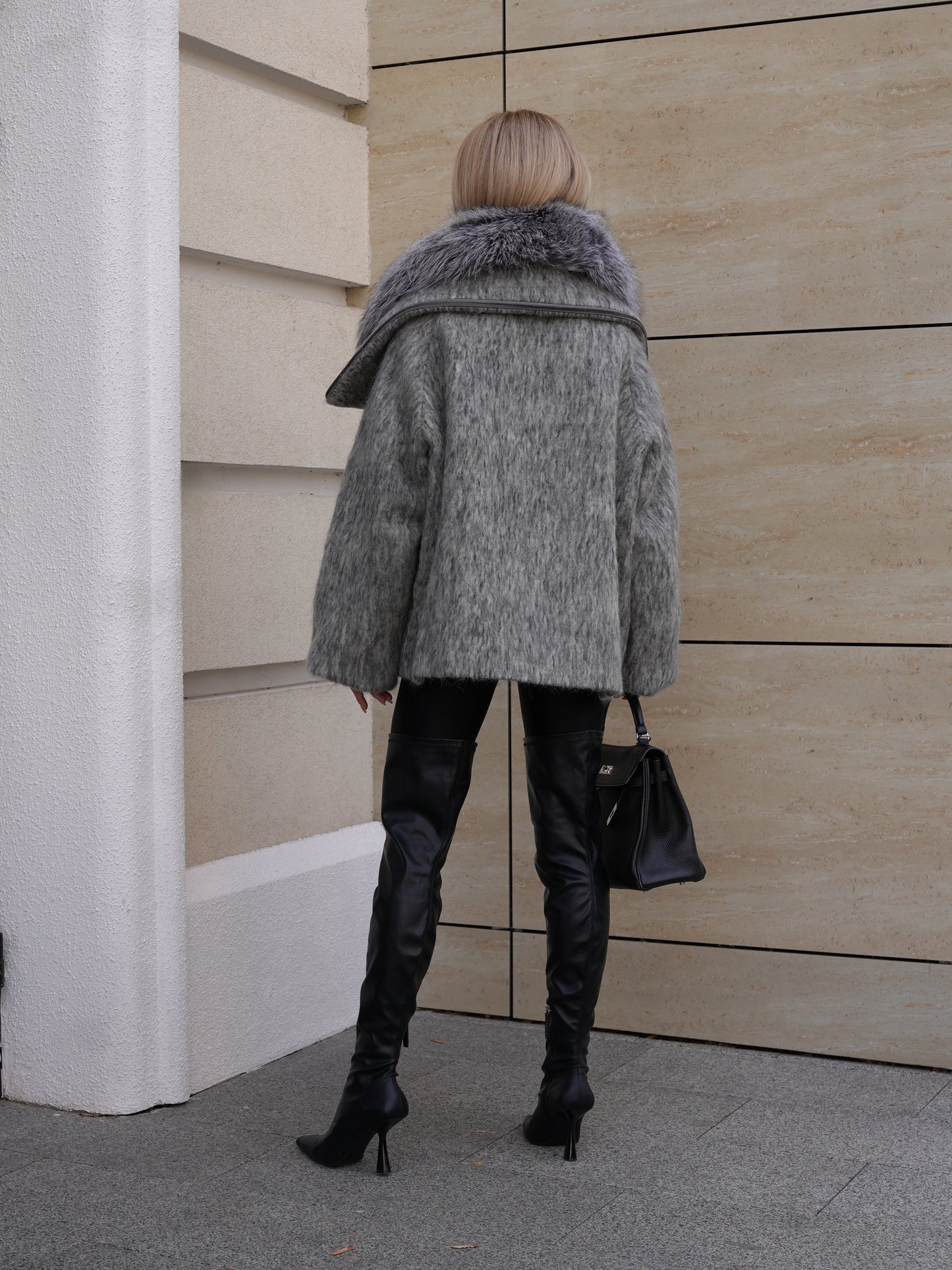 Ares Genuine Fur Trim Down Fill Mohair Parka