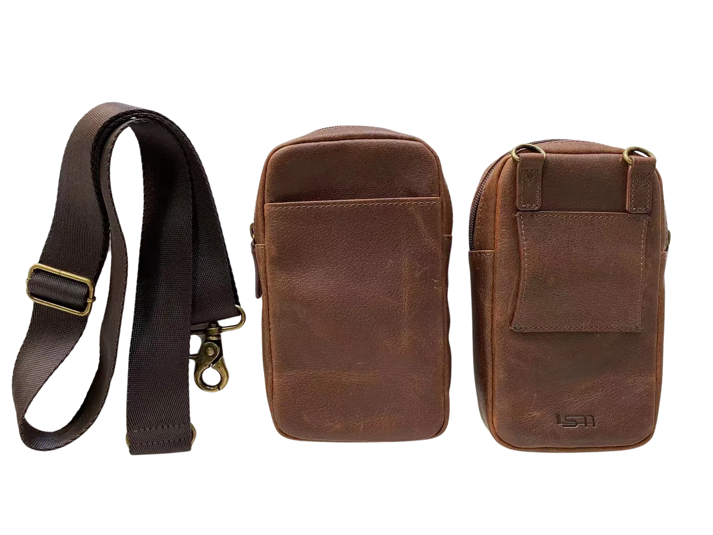 Cambridge Full-Grain Leather Crossbody Phone Bag