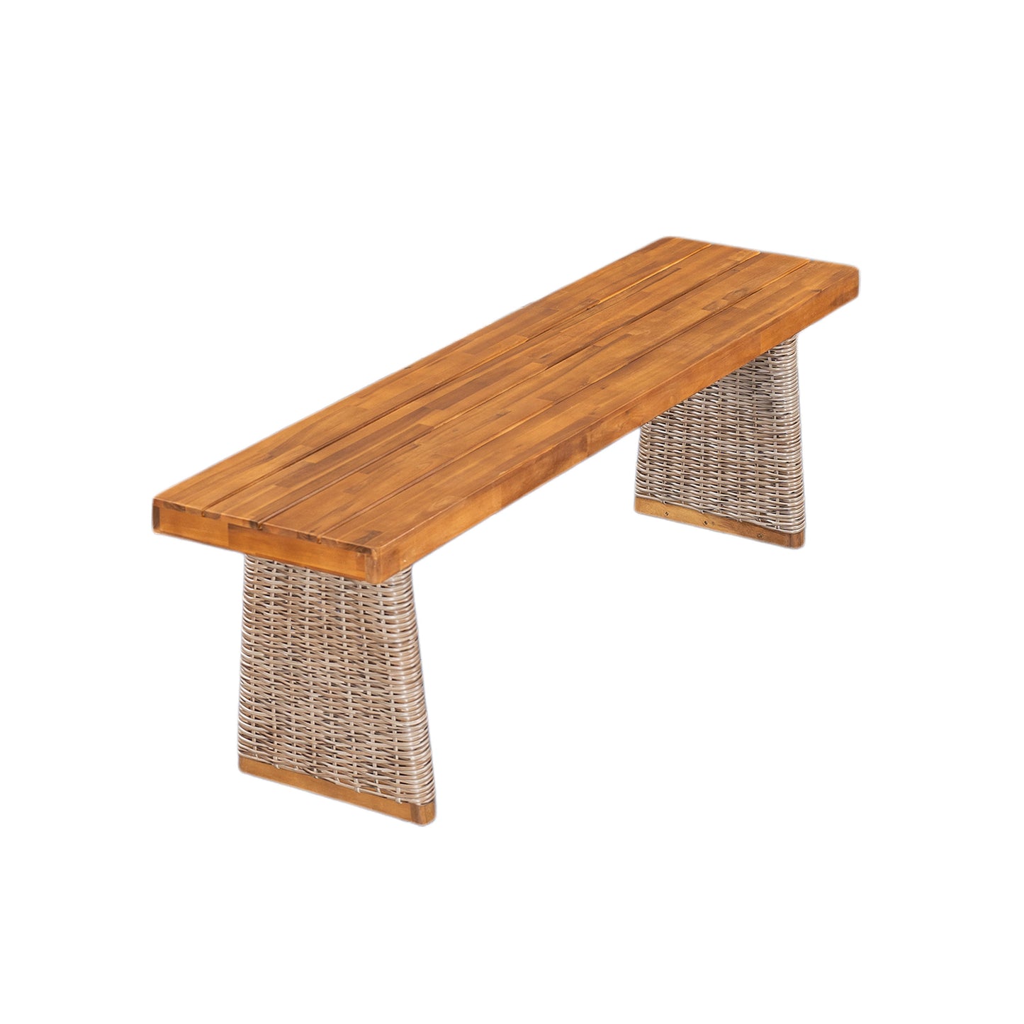 Outdoor Set 3-piece Acacia Wood Dining with Handwoven Rattan Legs Brown