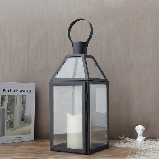16"High Stainless Steel Black Candle Lanterns