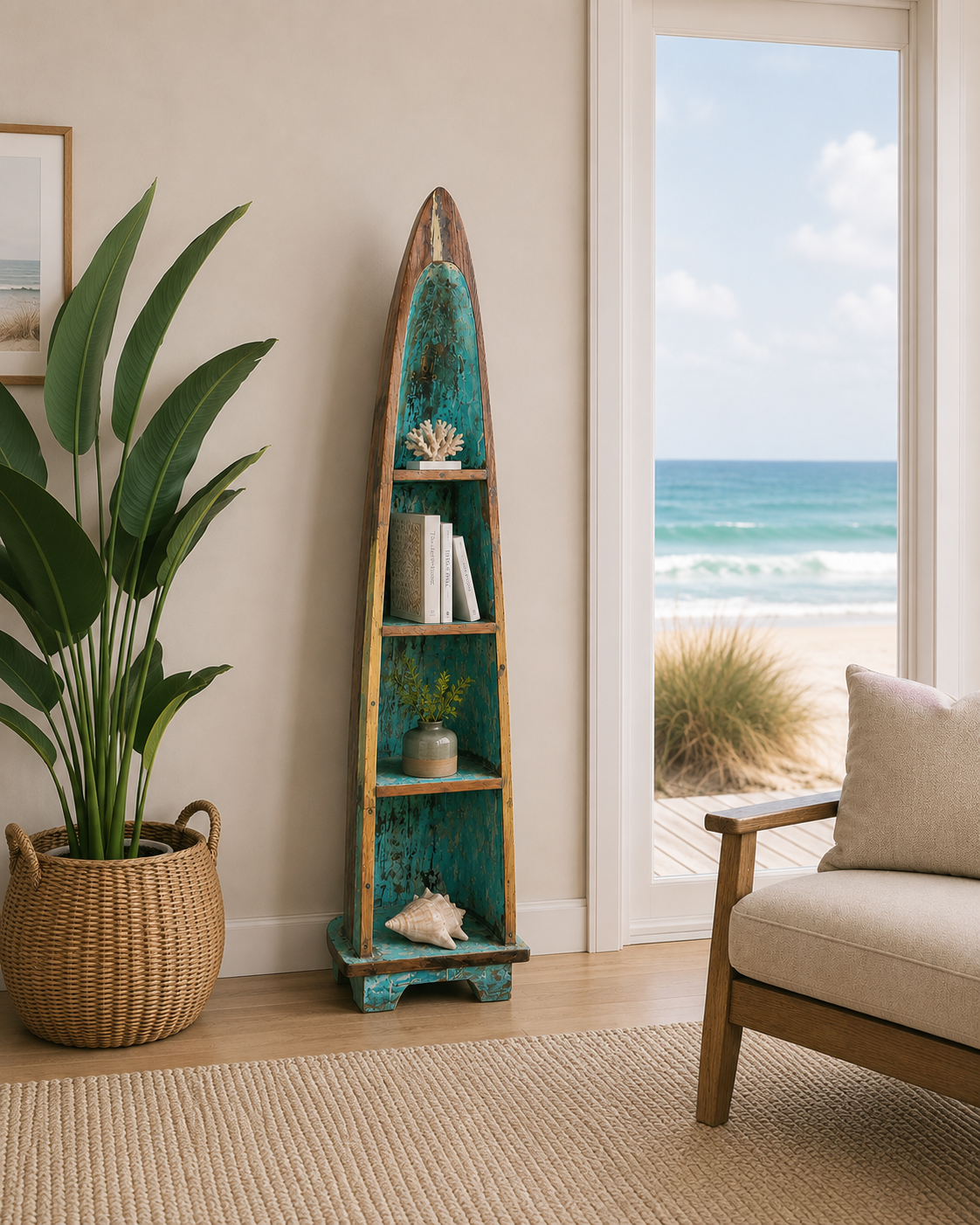 The Bali Reclaimed Fishing Canoe Shelf — One of a Kind