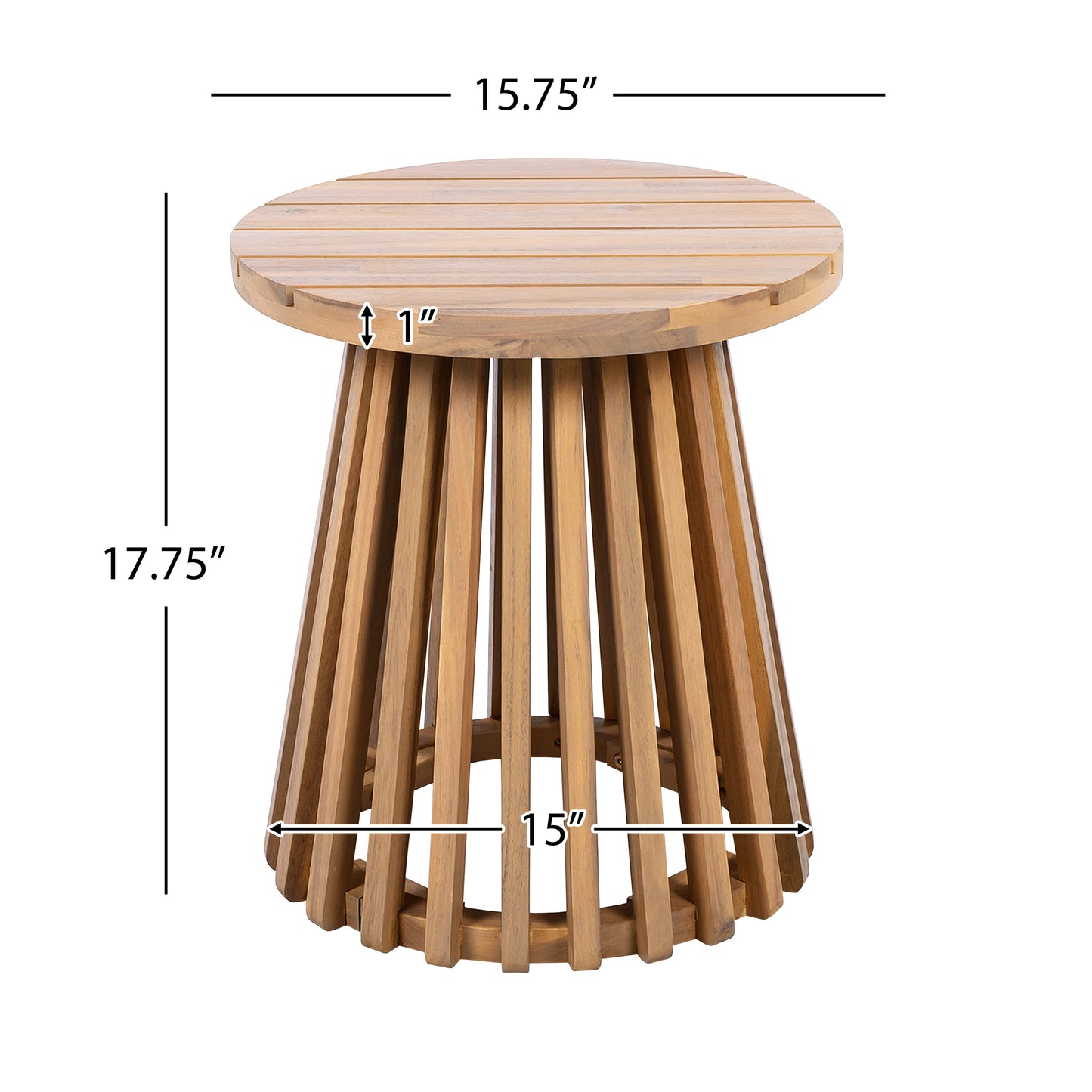 Patio Conversation Set Acacia Wood Armchairs Teak Finish Side Table Set of 2